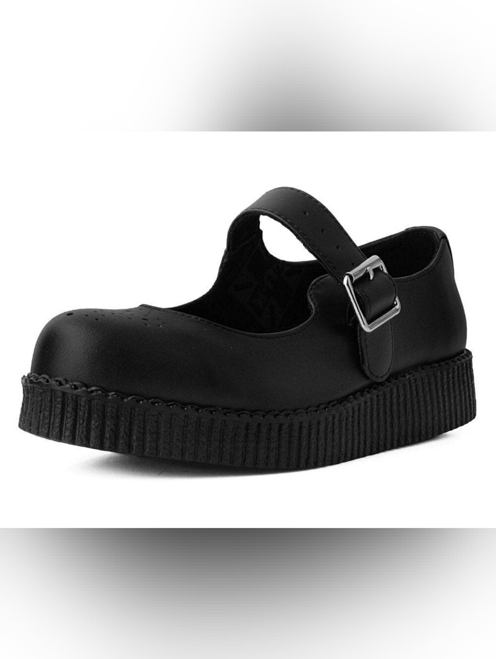 T.U.K Black Mary Jane Platform with Silver Buckle Accent